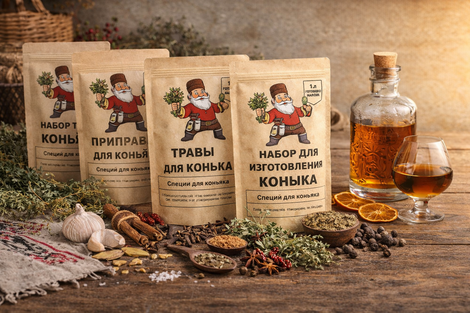 Набор трав и специй для коньяка, приправы и ингредиенты для приготовления коньяка в домашних условиях